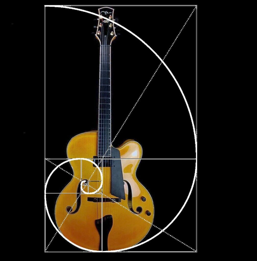 chitarra jazz modello Arché e spirale aurea